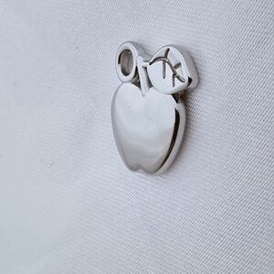Silver Tone Apple Charm Pendant